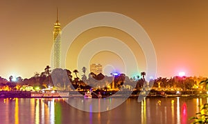 View of the Cairo tower in the evening