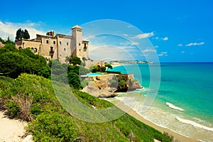 View of Cala Jovera beach and Tamarit castle