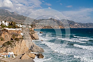 View of Calahonda Beach in Nerja City - Malaga - Costa del Sol. View from `Balcon de Europa`.