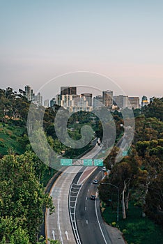 View of California Route 163 from the Cabillo Bridge at Balboa Park, San Diego, California