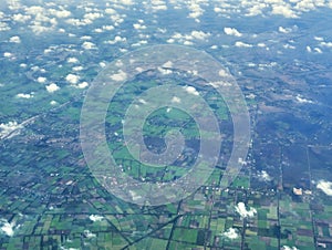 A view of Cambodian or Vietnam fields from airplane