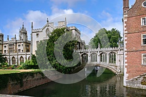 View of Cambridge University from a bridge over the River Cam
