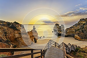 View of Camilo beach and staircase,at sunrise