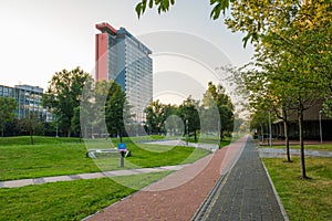 View on the campus of the Delft University of Technology, Netherlands