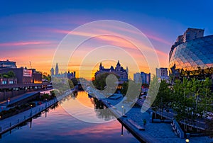 View of Canada parliament building in Ottawa during sunset