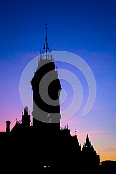 View of Canada parliament building in Ottawa during sunset