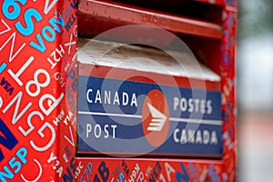 View of a Canada Post Mailbox on a Toronto Street.