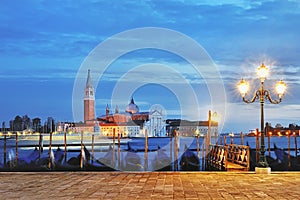 View of Canal Grande from Piazza San Marco at blue hour, Venice