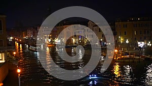 A view of the canal at night. Venice, Italy