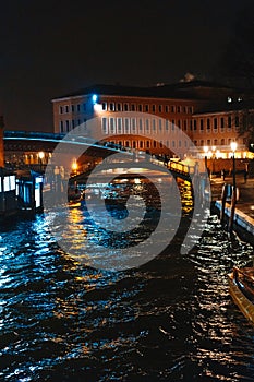 A view of the canal at night. Venice, Italy