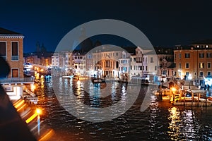 A view of the canal at night. Venice, Italy