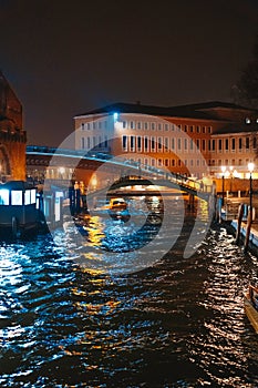 A view of the canal at night. Venice, Italy