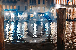 A view of the canal at night. Venice, Italy