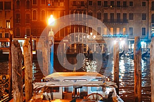 A view of the canal at night. Venice, Italy