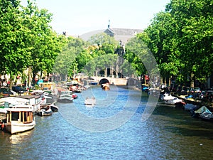 View of canal Prinsengracht in Amsterdam, Holland, the Netherlands