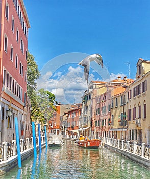 A view of a canal in Venice, Italy