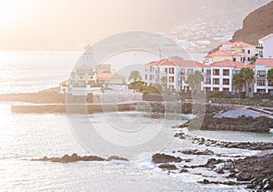 View of Canical, a town in the Madeira island, Portugal, at sunset