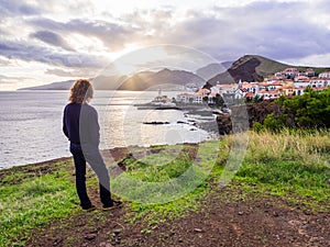 View of Canical, a town in the Madeira island, Portugal, at sunset