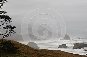 Oregon Sea Stacks with view of Cannon Beach