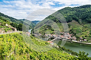 View of Canyon del Sil from Belesar in Parada de Sil in Galicia, Spain, Europe photo