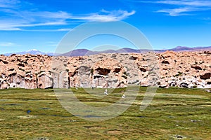 View of the Canyon of Laguna Negra and rocky landscape of the Bolivian plateau, Bolivia, South America