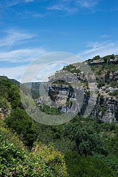 canyon and mountain in the minervois landscape in south of France photo