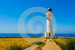 View of Cap de Barbaria lighthouse in Formentera