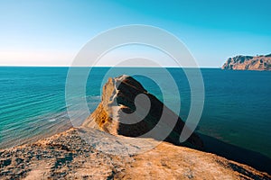 View of the Cape Chameleon and Koktebel Bay, Black Sea coast in the Crimea