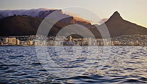 View of Cape Town from the Atlantic Ocean.