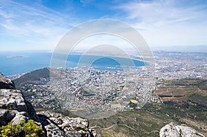 View on Cape Town and Signal Hill from the top of Table Mountain