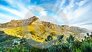 View of Cape Town, Table Mountain and the Twelve Apostles