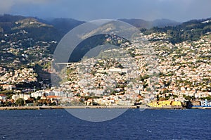 View of capital city Funchal on Madeira island