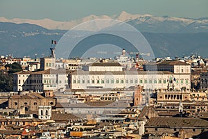 The view of the capital city from one of the Seven hills of Rome, Janiculum, Rome, Italy