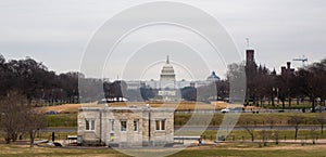 A view at the Capitol building in reconstruction, Independence ave. Washington DC, USA