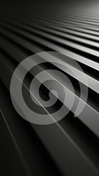 A long tunnel with a series of rectangular shadows and a light source at the far end