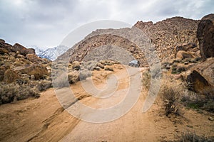 View of a car in Alabama Hills, California, USA