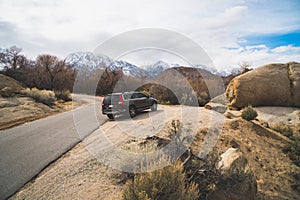 View of a car in Alabama Hills, California, USA