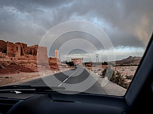 View from car. Highway Morocco