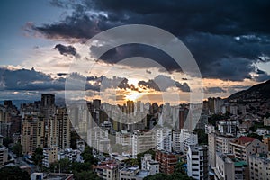 View of Caracas city from west side during a sunset.