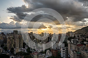 View of Caracas city from west side during a sunset.