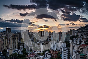 View of Caracas city from west side during a sunset.