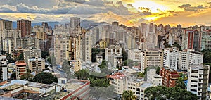 View of Caracas city from west side during a sunset.