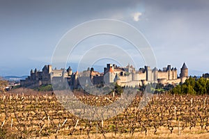 View of Carcassonne castle in Languedoc-Rosellon (France) photo