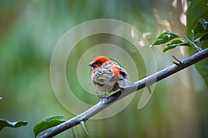 view of the cardinal bird in mauritius