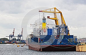 View of cargo port in Rotterdam