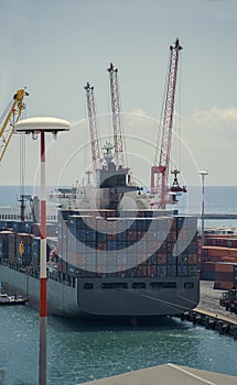 View cargo ship containers