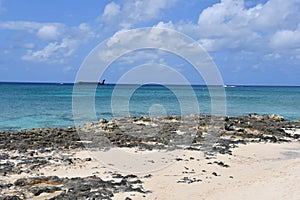 View of Caribbean Sea from Seven Mile Beach in Cayman Islands