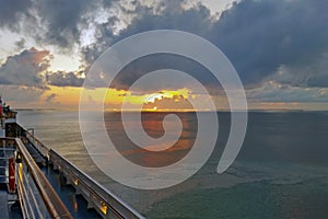 View of Caribbean Sunset from Cruise Ship