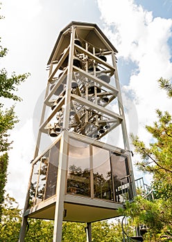 View of Carillon Bell Tower in the Chicago Botanic Garden, Glencoe, Illinois, USA photo