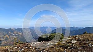 The view on the Carpathian mountains from "Yaiko Ilemske" mountain, Ukraine. photo